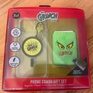 iPhone 15 Pro Max Case & Wallet the grinch Set - Green